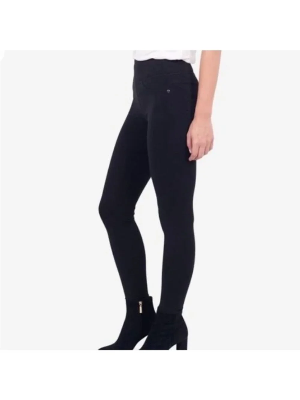 R Label the Reset Black Ponte pull on pocket contoured leggings small